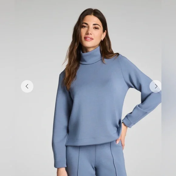 SPANX Women's Airessentials luxe Turtleneck and Straight Leg Pants Set in Rain - Picture 4 of 14